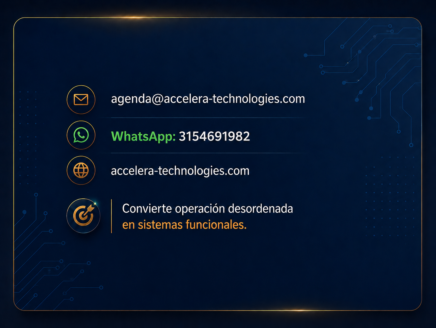 Tarjeta visual de contacto Accelera Technologies